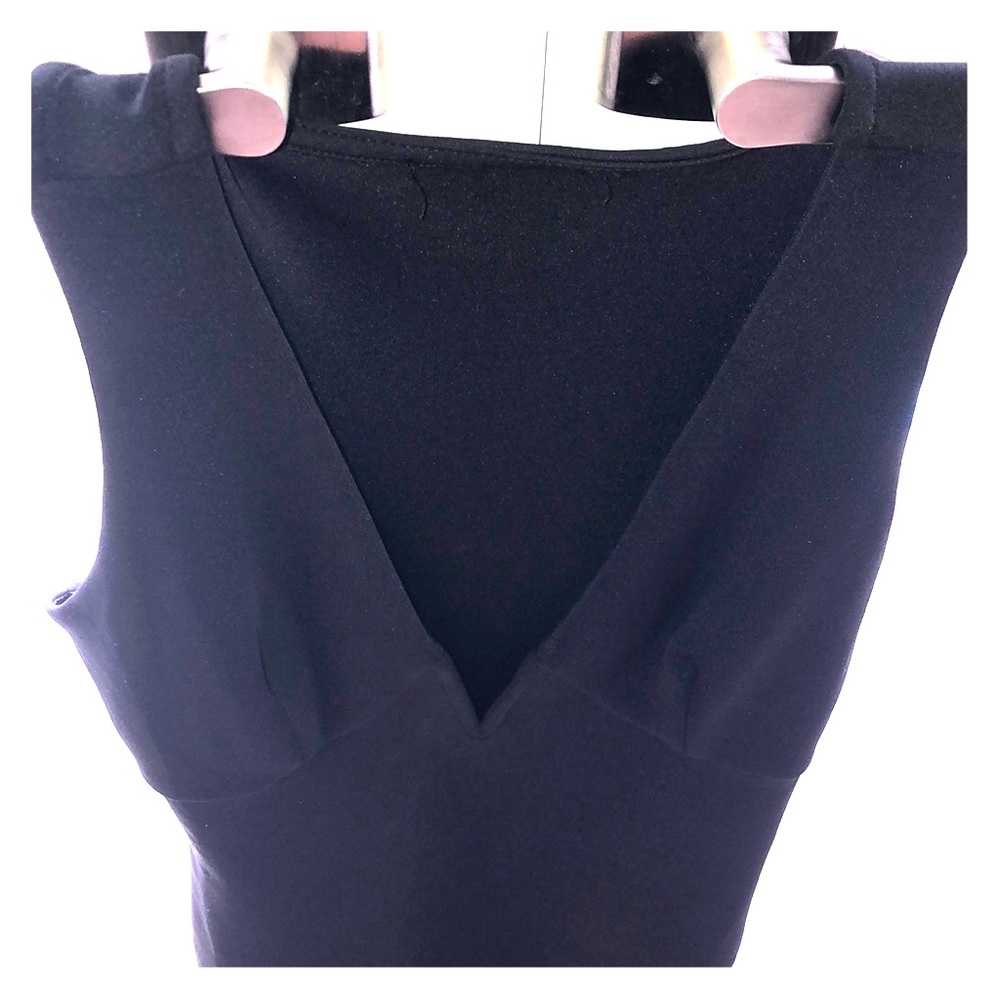 low cut v neck black tight cocktail dress